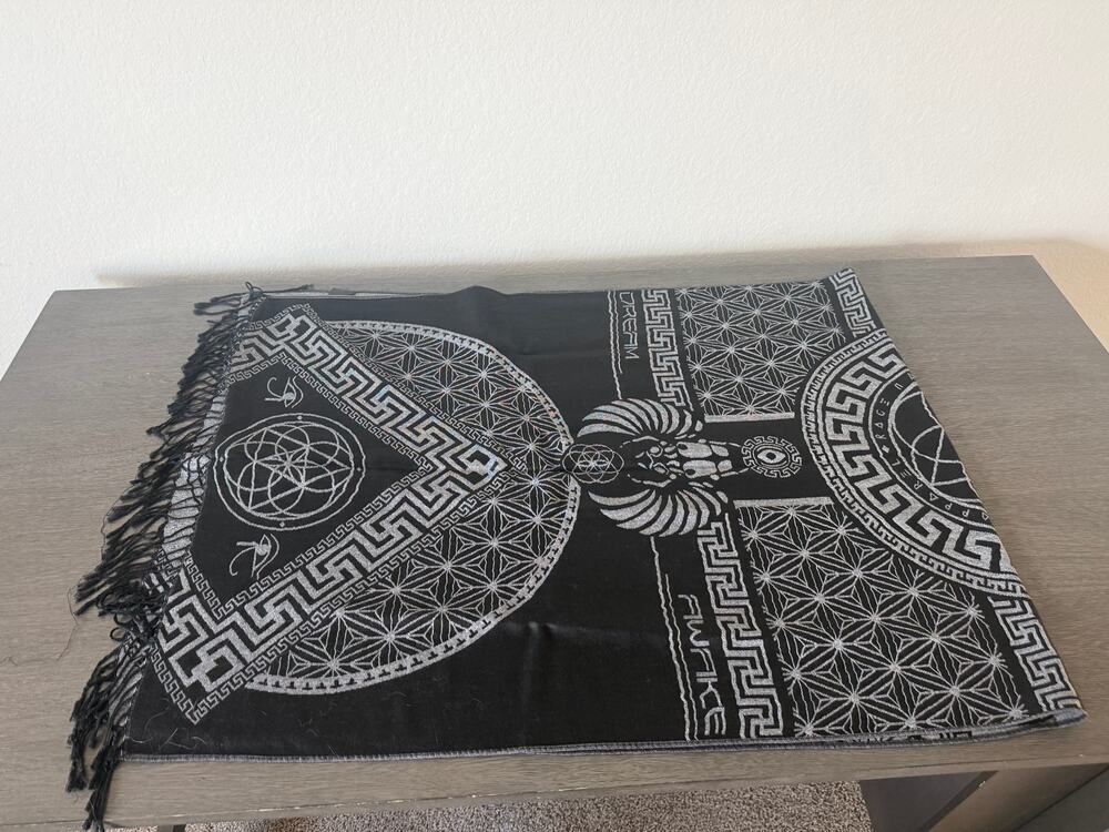 ILLENIUM Pashmina Black Silver Sacred Geometry Phoenix EDM Festival Rave Scarf